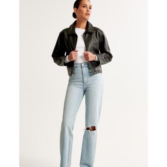 Abercrombie & Fitch Jeans 29 / 8 Womens 90s Straight Ultra High Rise Destroyed - Picture 1 of 14